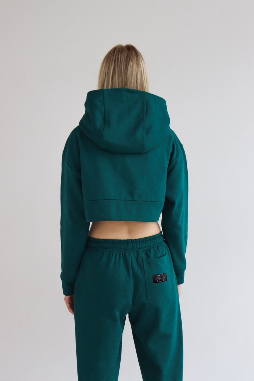 adidas Originals adicolor cropped hoodie in green